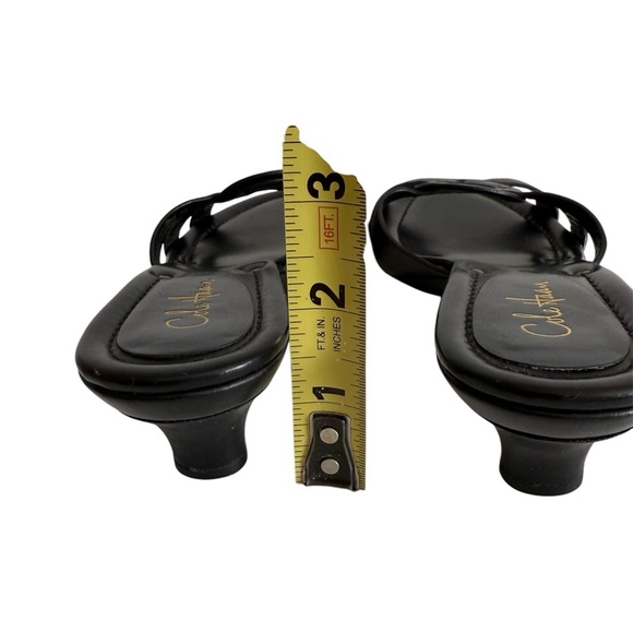 Cole Haan Black Slide Sandals with Gold Accents - Picture 4 of 14